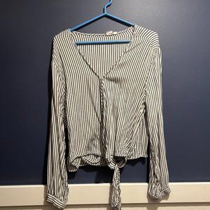 Striped Tie Front Top